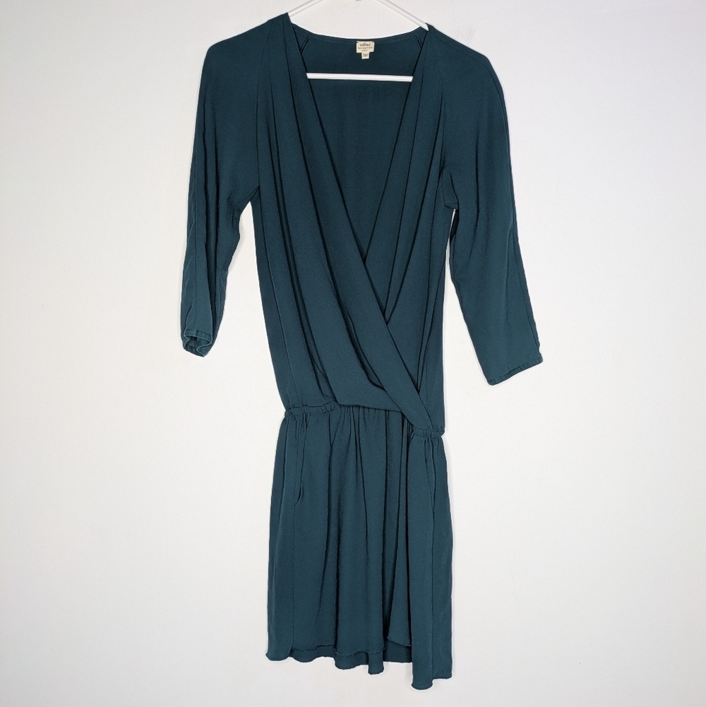 Wilfred Dark Teal Blue V Neck Mini Dress XS